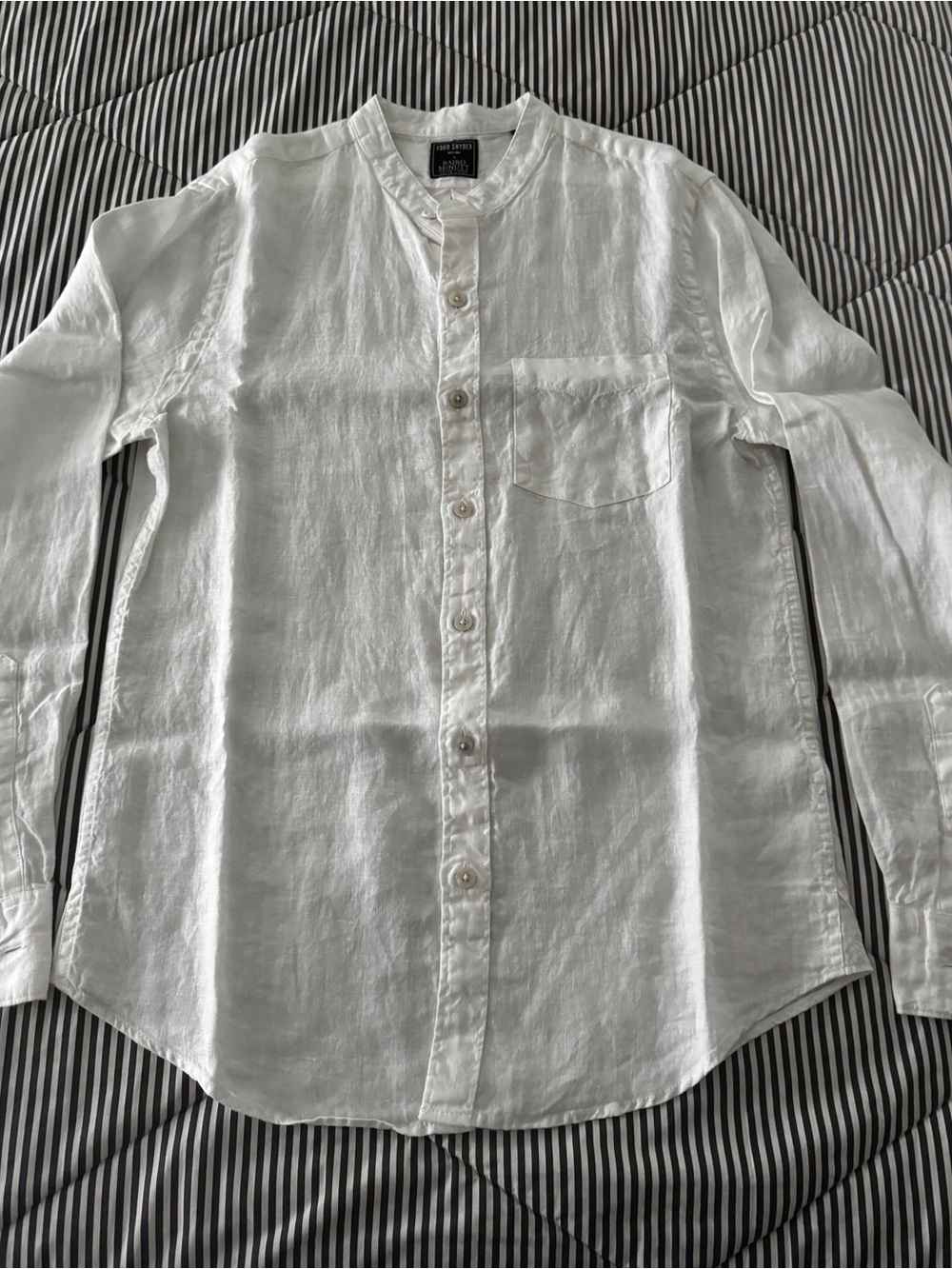 Todd Snyder White Linen Band-Collar Button-Down Shirt